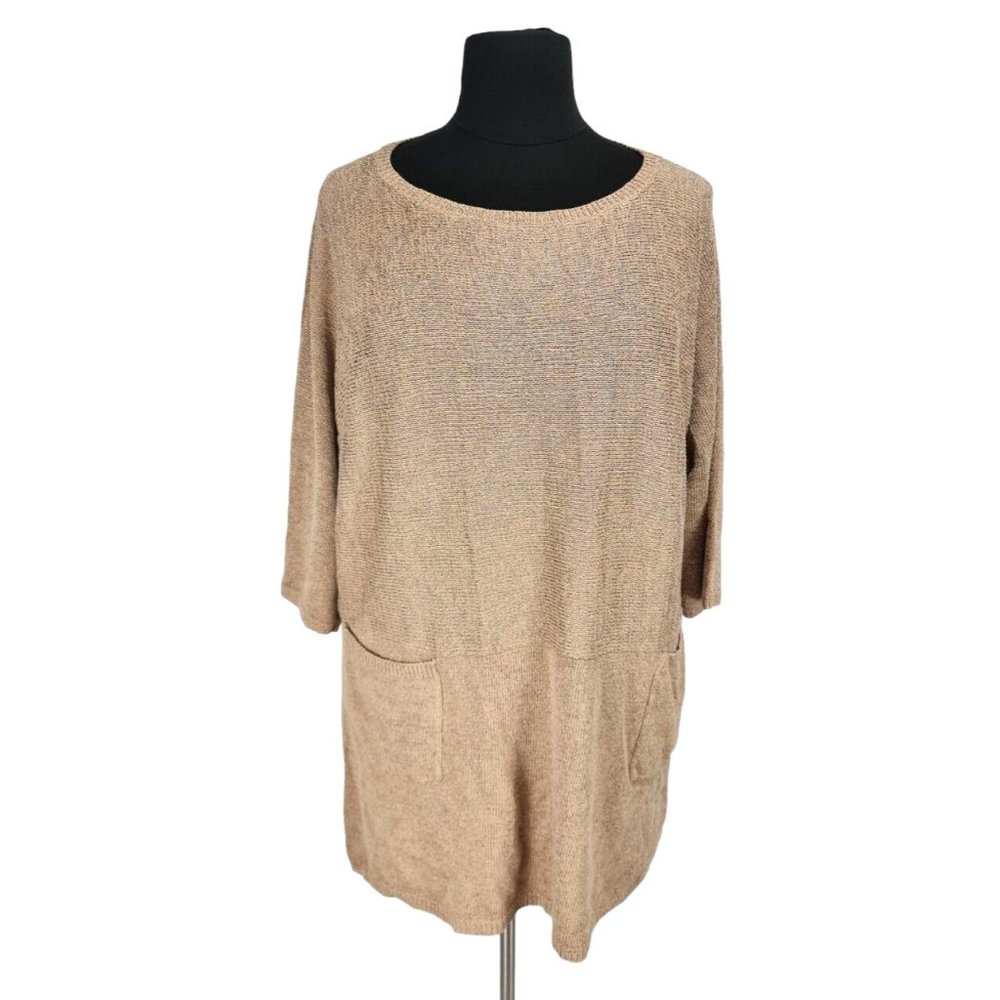 Soft Surrounding Womens Knee Length Shirt Sweater Dress One Size Beige  67A